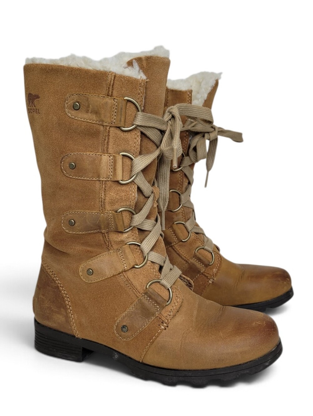 Sorel Emelie Lace Up Boots 7 Chestnut Brown